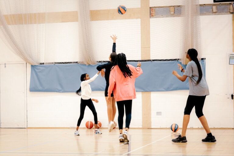 Girls Scrimmage Girls playing a game of basketball